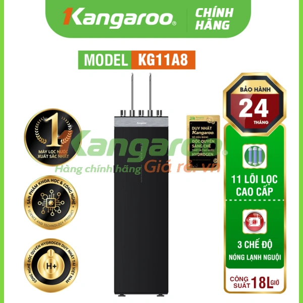 Máy lọc nước Kangaroo Hydrogen nóng lạnh KG11A8 - 11 lõi, Mẫu 2024